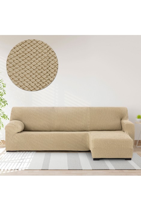 Funda Chaise Longue Super Elástica THOR corto beige