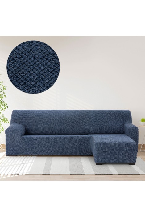 Funda Chaise Longue Super Elástica THOR corto azul