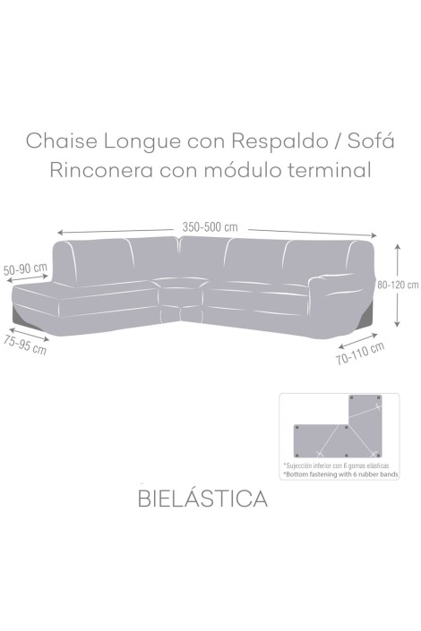 Medida Funda Chaise Longue con Respaldo Rinconera Roc izquierdo