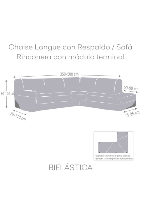 Medida Funda Chaise Longue con Respaldo Rinconera Roc derecho