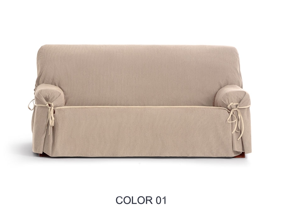 Funda de sofá 2 plazas con lazos beige 140 - 180 cm
